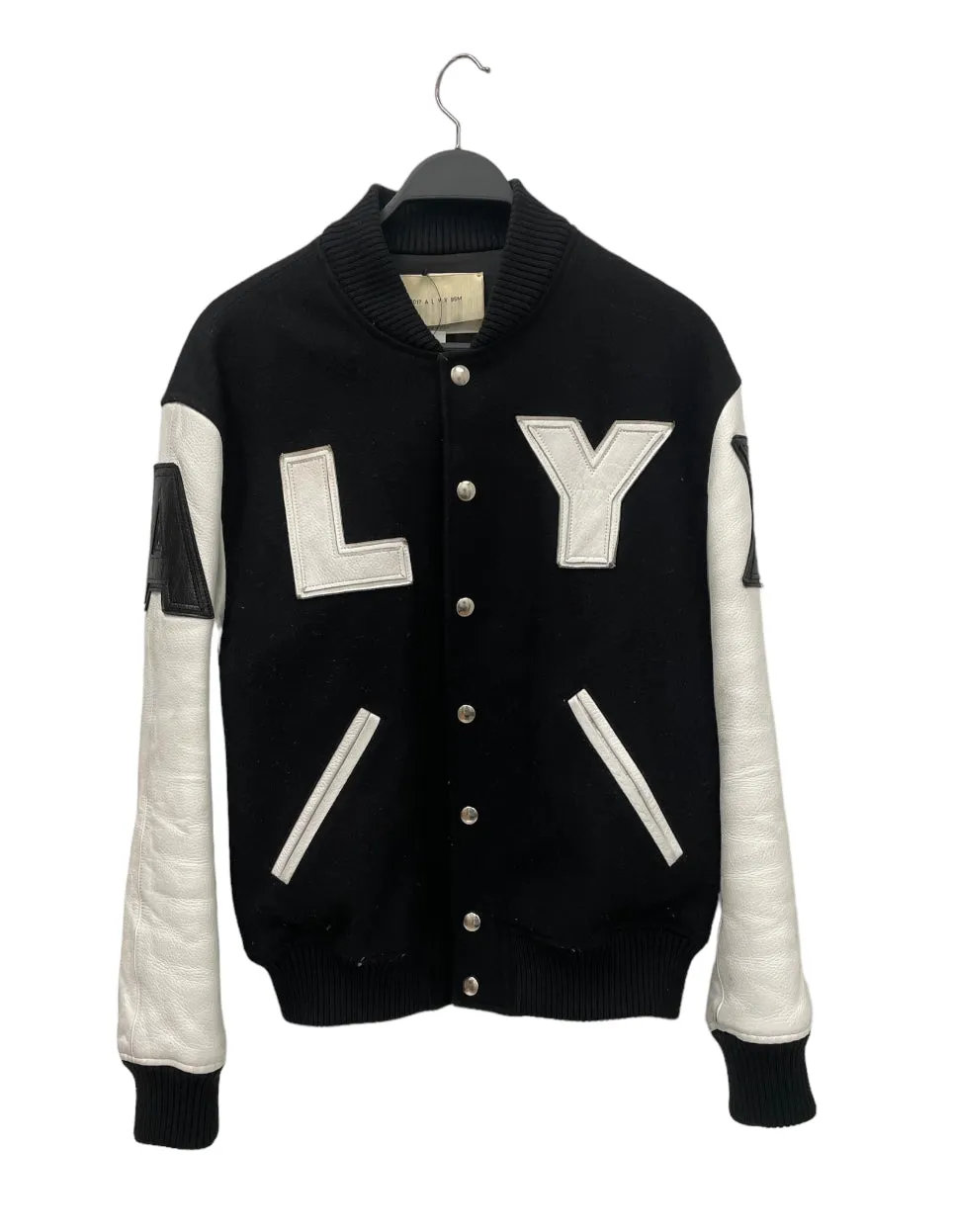 1017 ALYX 9SM(ALYX)/Jacket/S/Wool/BLK/LEATHER PATCH LOGO VARSITY