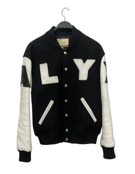 1017 ALYX 9SM(ALYX)/Jacket/S/Wool/BLK/LEATHER PATCH LOGO VARSITY