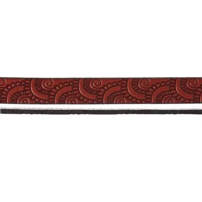 10mm Mahogany with Burgundy Flat Embossed Leather