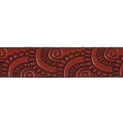 10mm Mahogany with Burgundy Flat Embossed Leather