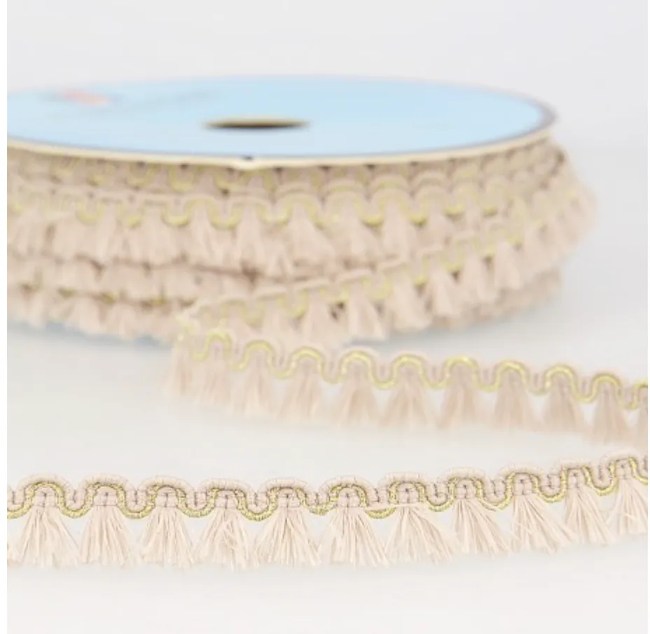 12mm Mini Tassel Fringe with Metallic Trim