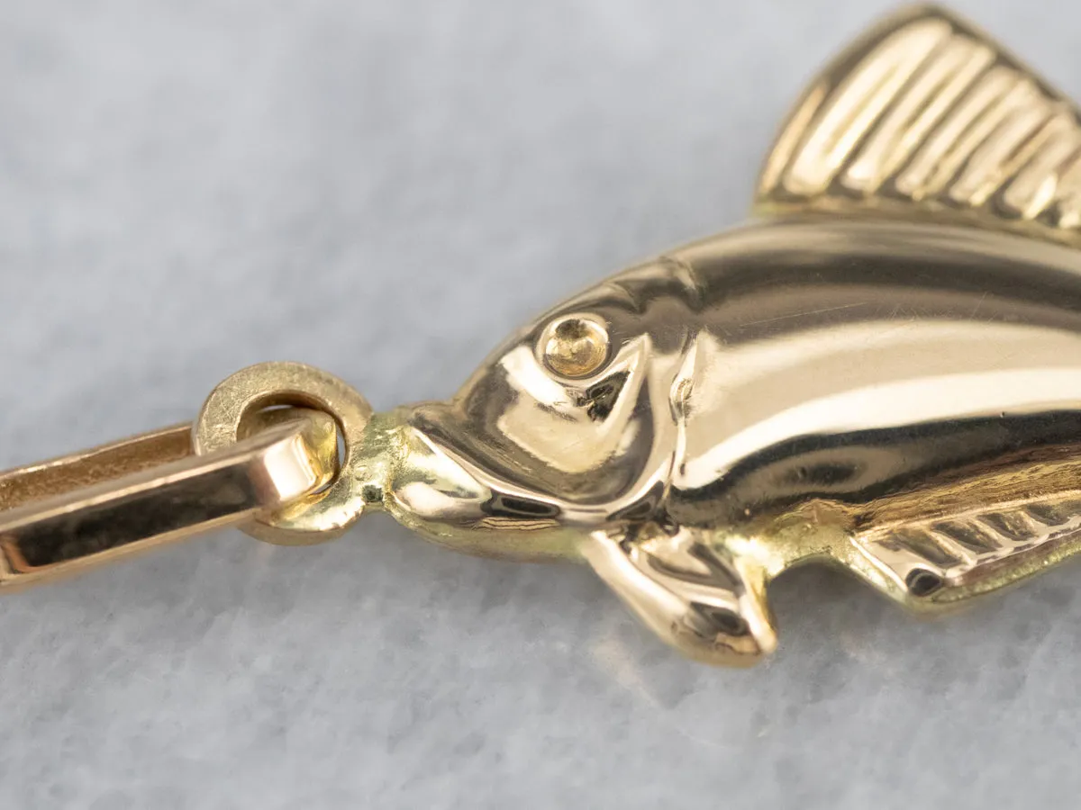 14K Gold Fish Charm