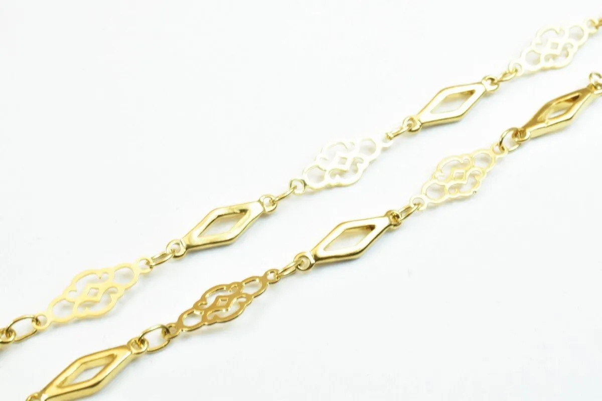 18k Gold Filled Look, EP chain size 23",17" inches, width 5mm, thickness 1.5mm for jewelry making cg300,cg300a