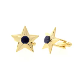 1928 Jewelry&reg; 14K Gold Dipped Semi-Precious Blue Sodalite Star Cufflinks