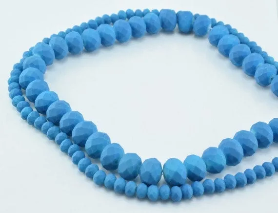 2 Strands Matte Glass Beads Donut Rondelle Faceted Jewelry Decoration Chandelier 3x4mm and 6x8mm. 2 Sizes Group 60 PCs ea Item#789222042981