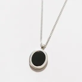 20" Tosh Circle Pendant Necklace (Silver   Black)