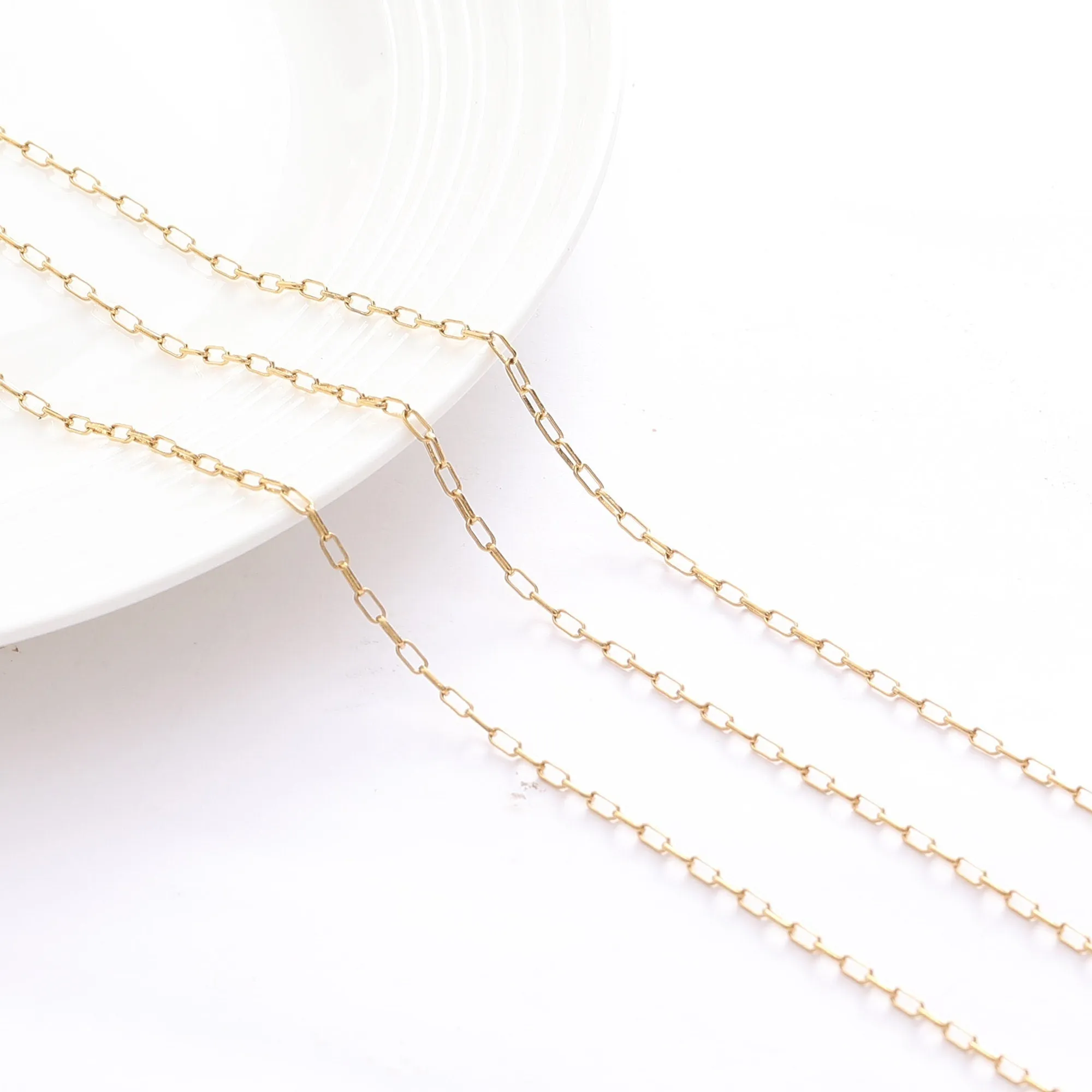 2mm/3mm Gold Plated chain cable /link /paper clip chain  18k findings sold by foot for jewelry making gfc092-gfc096