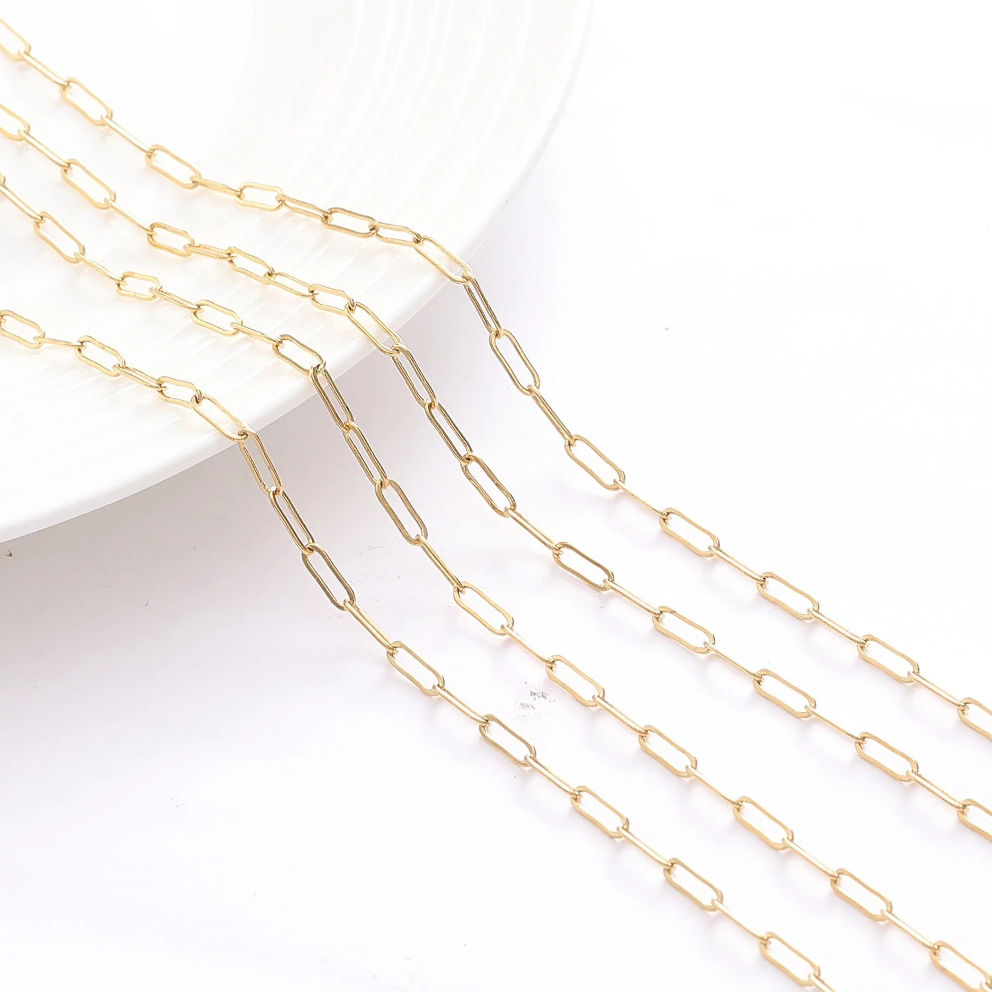 2mm/3mm Gold Plated chain cable /link /paper clip chain  18k findings sold by foot for jewelry making gfc092-gfc096