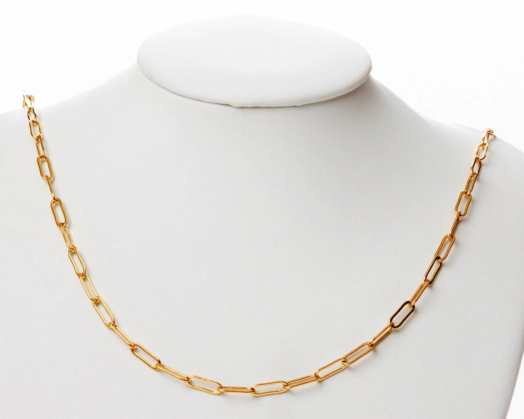 2mm/3mm Gold Plated chain cable /link /paper clip chain  18k findings sold by foot for jewelry making gfc092-gfc096
