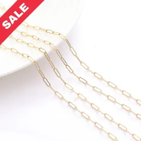 2mm/3mm Gold Plated chain cable /link /paper clip chain  18k findings sold by foot for jewelry making gfc092-gfc096