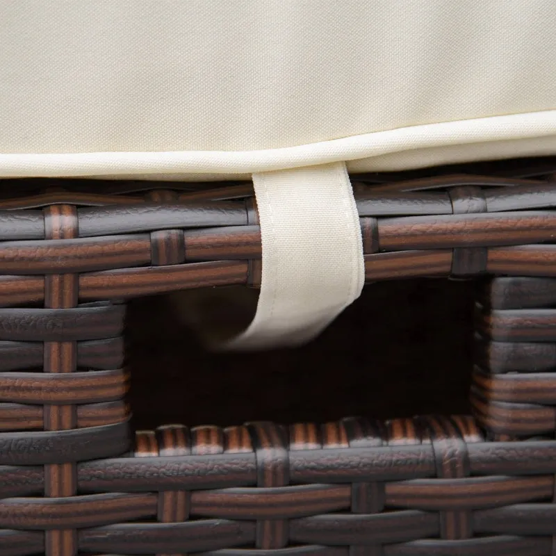 2pc Patio Wicker Ottoman Set -  Beige