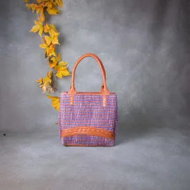 3 partition Tote Red with Blue Sandal Zig Zag Design.