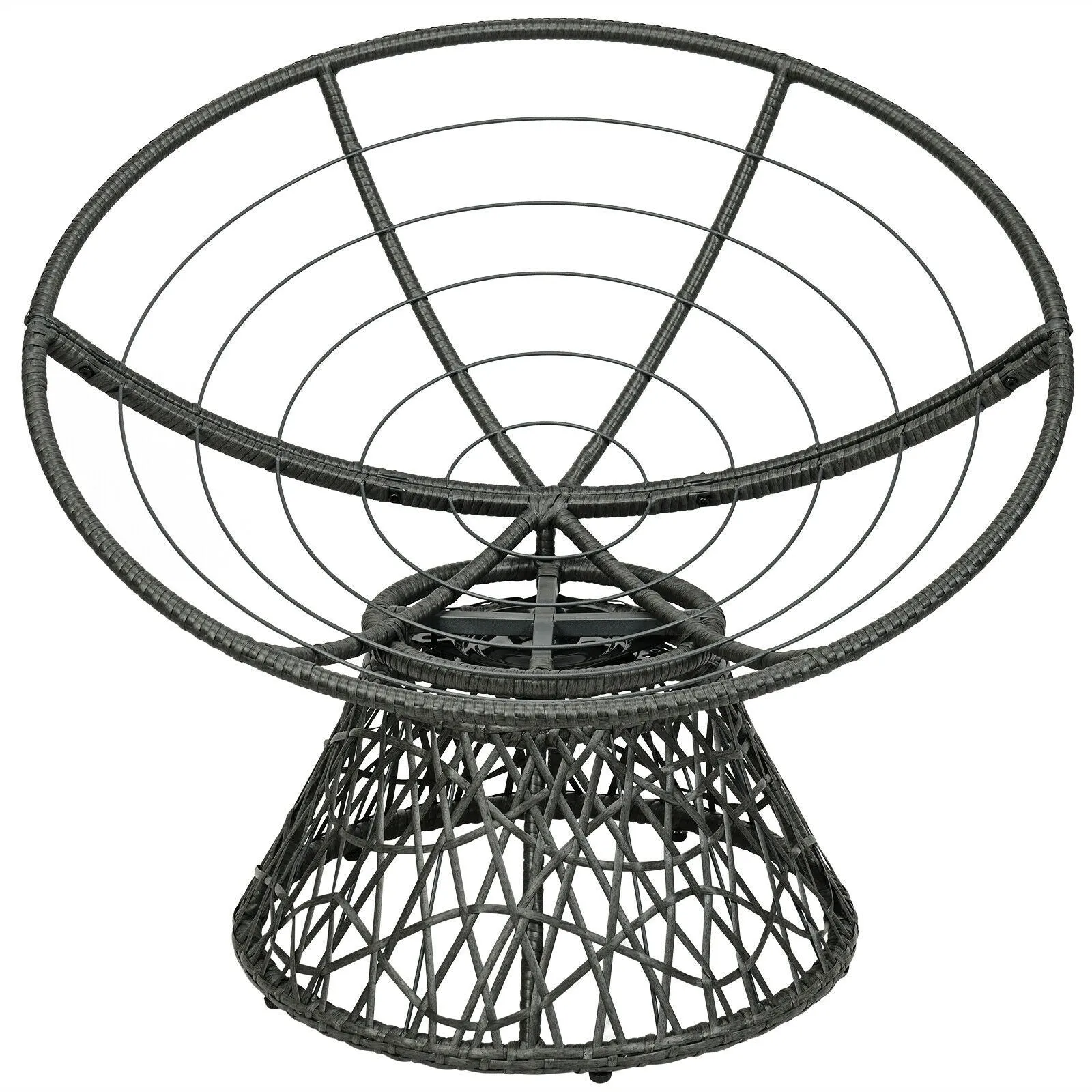 360-degree Swivel Rattan Papasan Chair - Burgundy