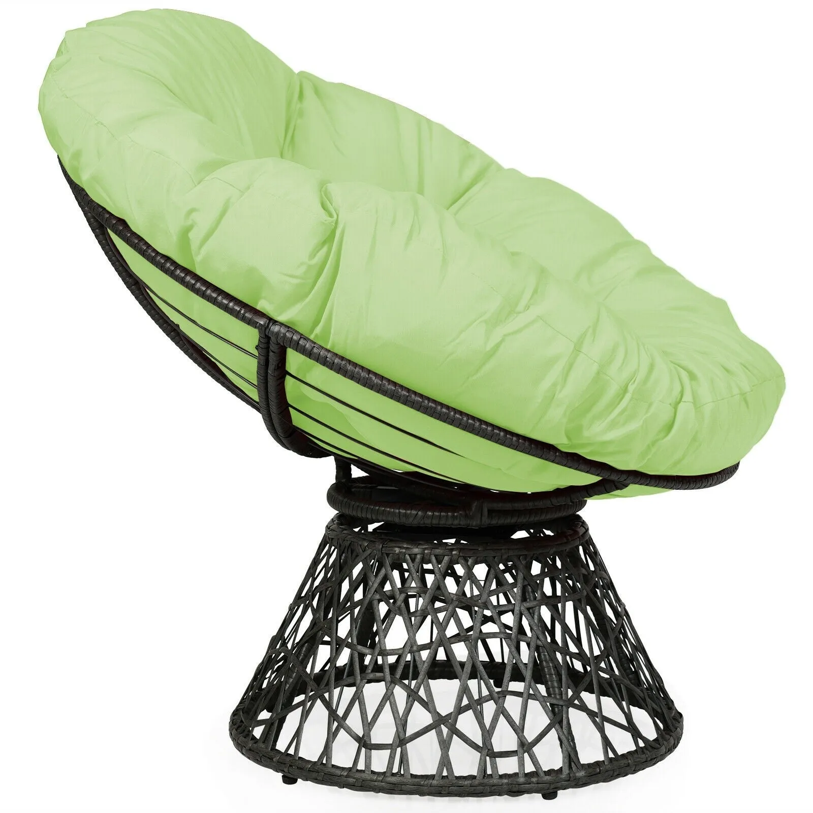 360-degree Swivel Rattan Papasan Chair - Green