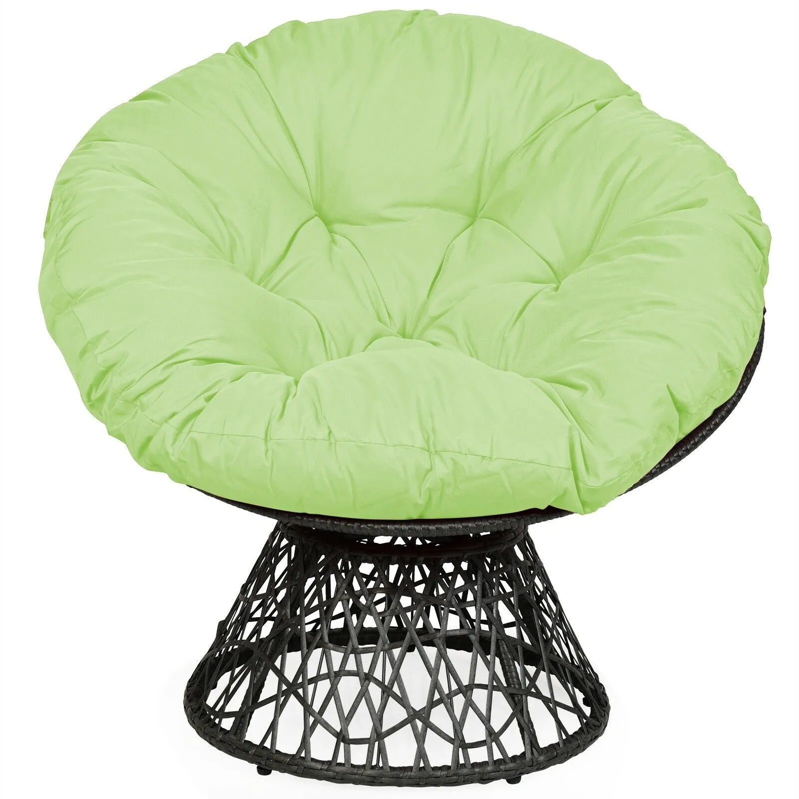 360-degree Swivel Rattan Papasan Chair - Green