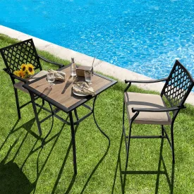 3pc Patio Bar Table Set - Natural