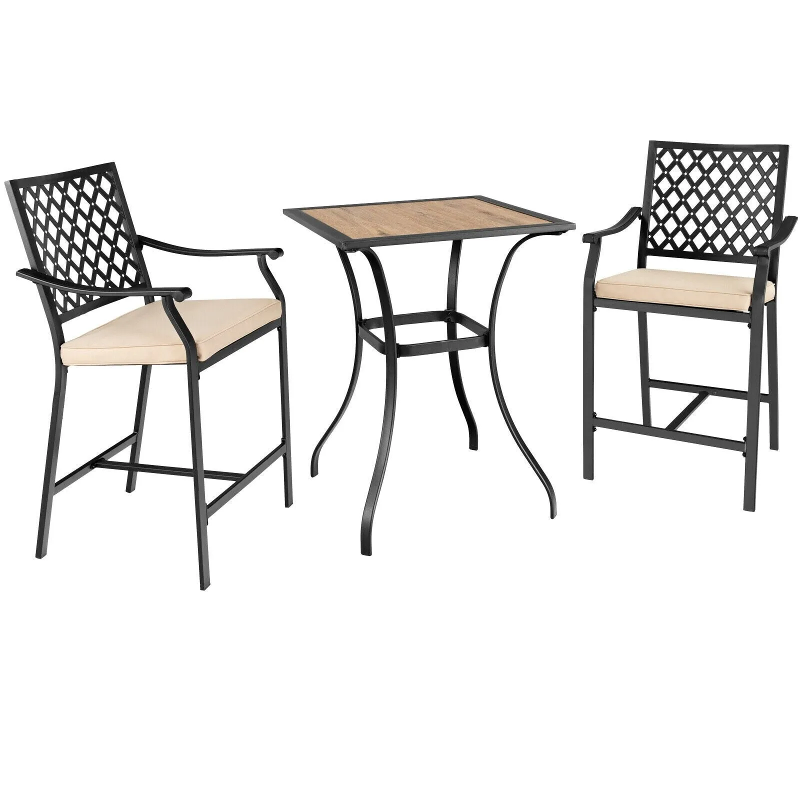 3pc Patio Bar Table Set - Natural