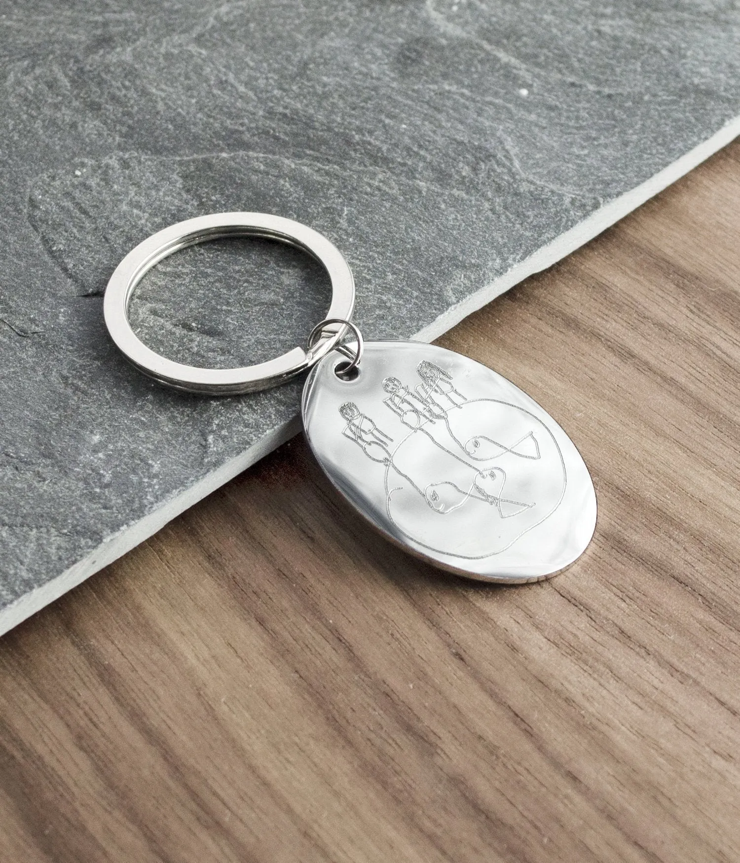 Actual Photo Engraved Handwriting Keychain, Custom Monogram Oval Keychain, Graduate gift, Custom memorial gift