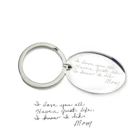 Actual Photo Engraved Handwriting Keychain, Custom Monogram Oval Keychain, Graduate gift, Custom memorial gift