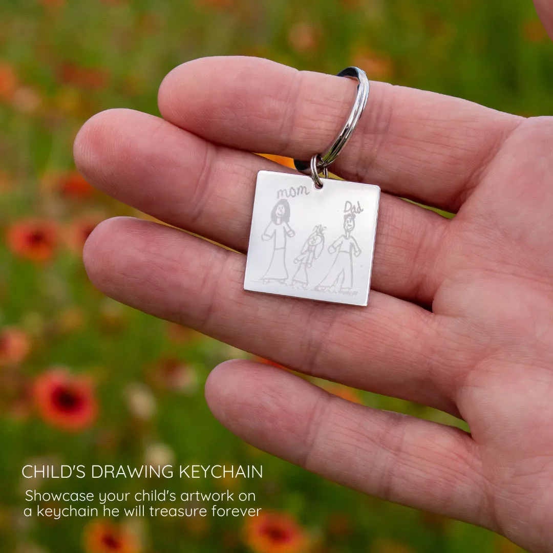 Actual Photo Engraved Handwriting Keychain, Custom Monogram Oval Keychain, Graduate gift, Custom memorial gift