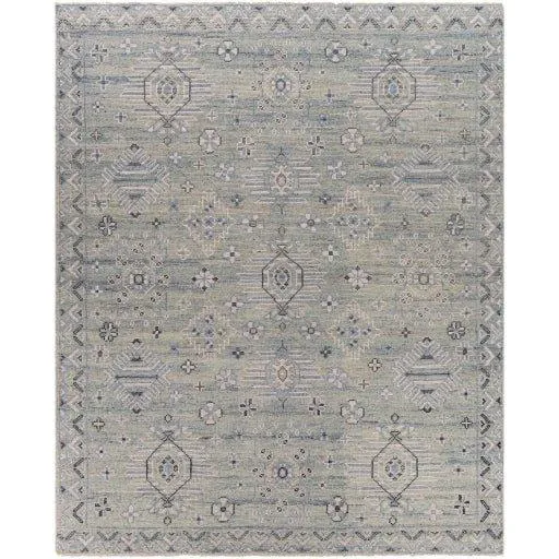 Almeria Hand Knotted Denim, Black & Cream Area Rug -  Available in a Variety of Sizes