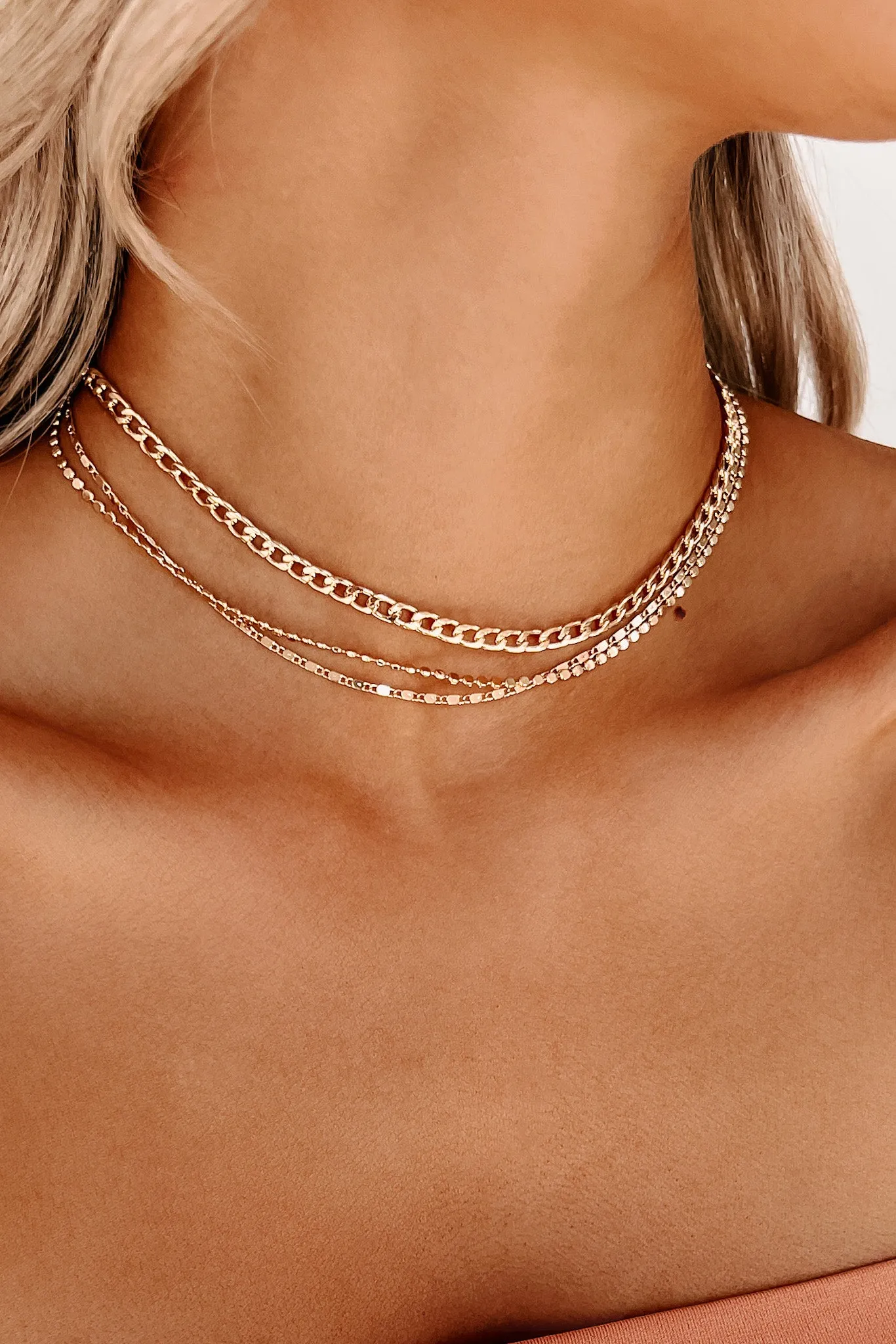 Almost Anything Layered Chain Necklace (Gold)