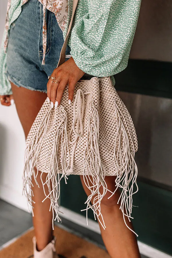 Along The Shore Raffia Crossbody In Light Beige