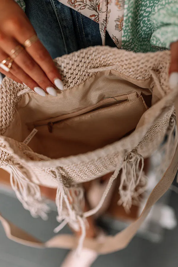 Along The Shore Raffia Crossbody In Light Beige