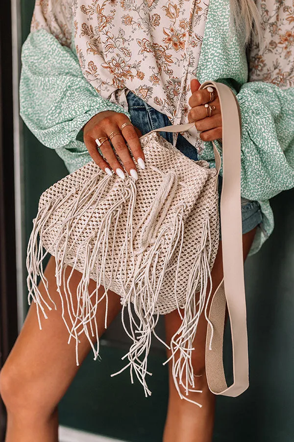 Along The Shore Raffia Crossbody In Light Beige