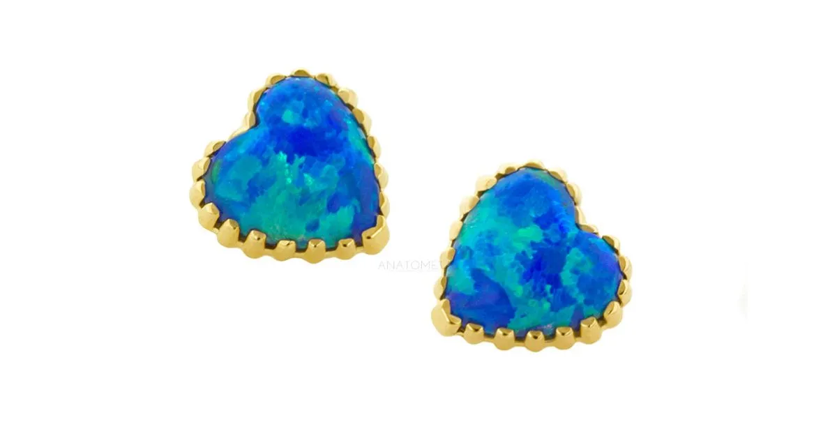 Anatometal Threadless 18K Gold Opal Heart End