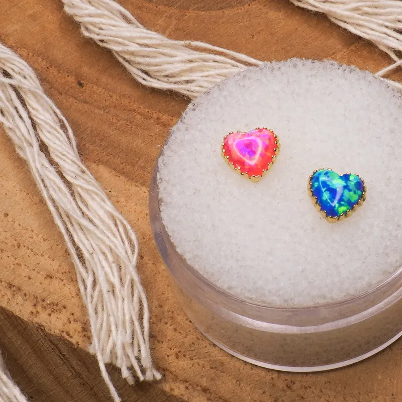 Anatometal Threadless 18K Gold Opal Heart End