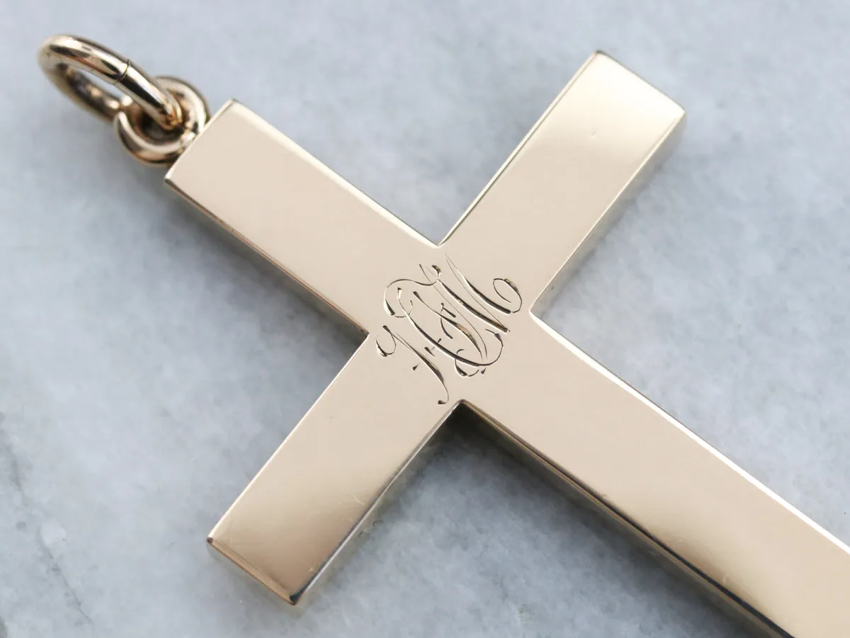 Antique Monogram "HFM" Cross Pendant