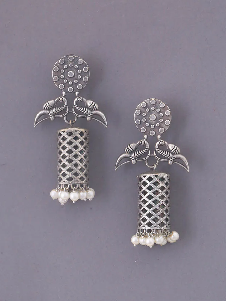 Antique Saifina Oxidised Jhumkis