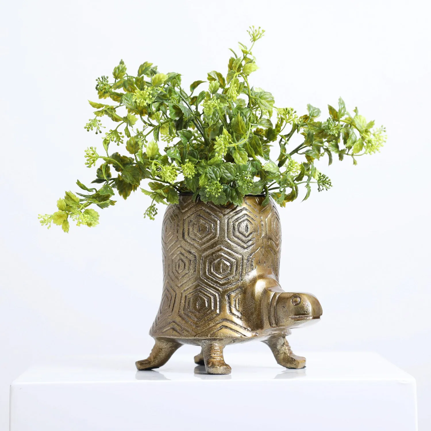 Antiqued Gold Bohemian Tommy Turtle Planter Pot  - Two Sizes