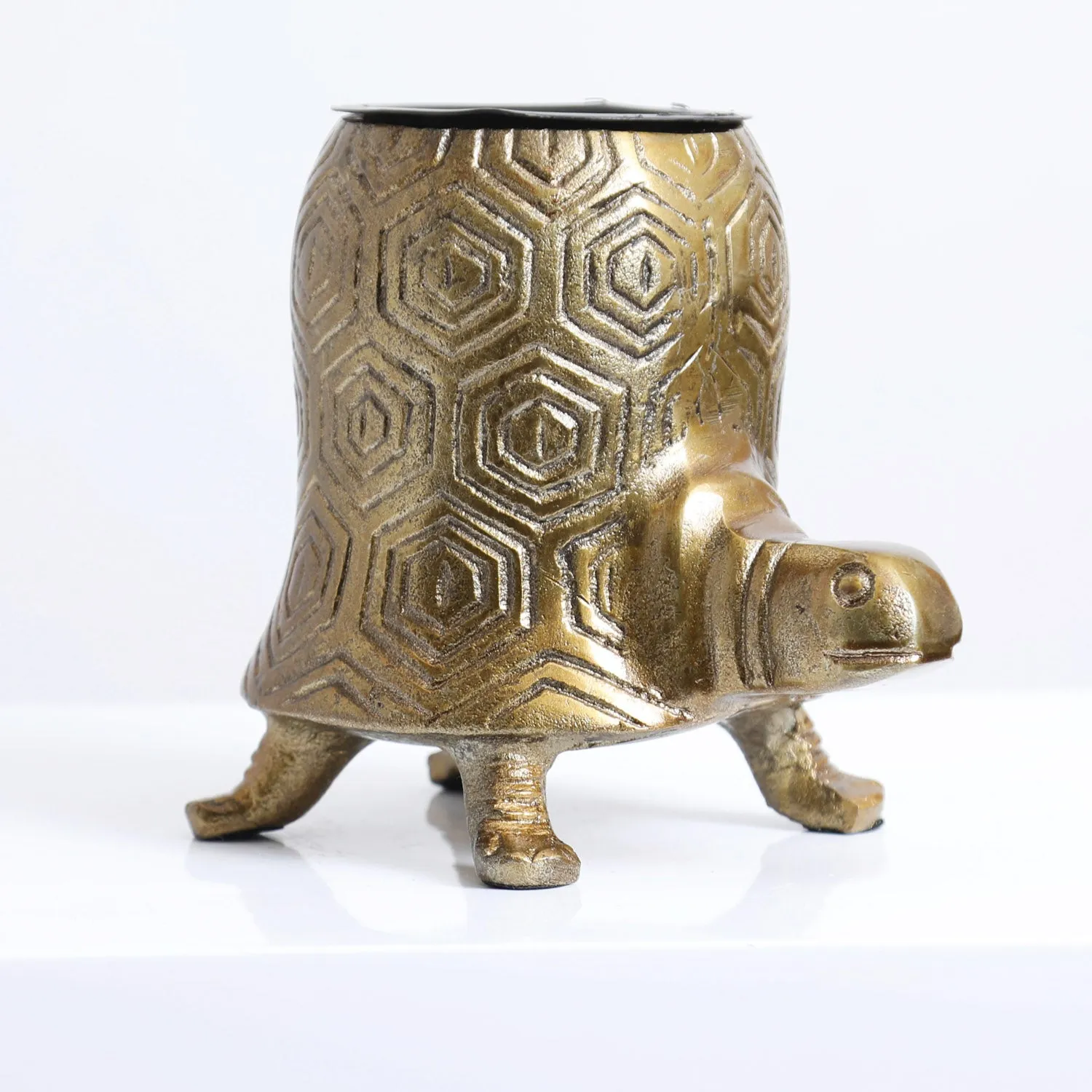 Antiqued Gold Bohemian Tommy Turtle Planter Pot  - Two Sizes