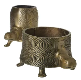 Antiqued Gold Bohemian Tommy Turtle Planter Pot  - Two Sizes