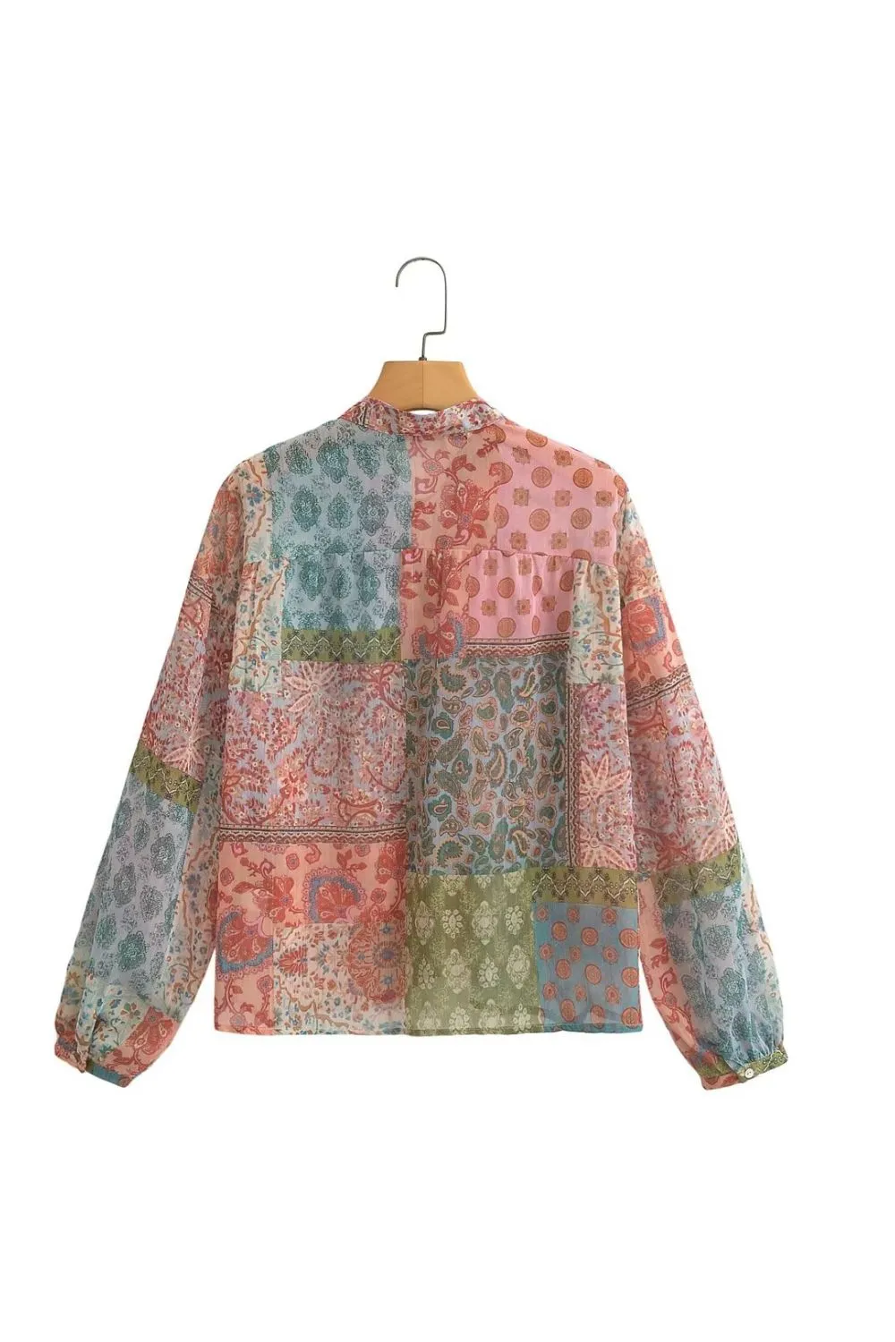 'Aria' V-Neck Long-Sleeve  Patchworked Dress