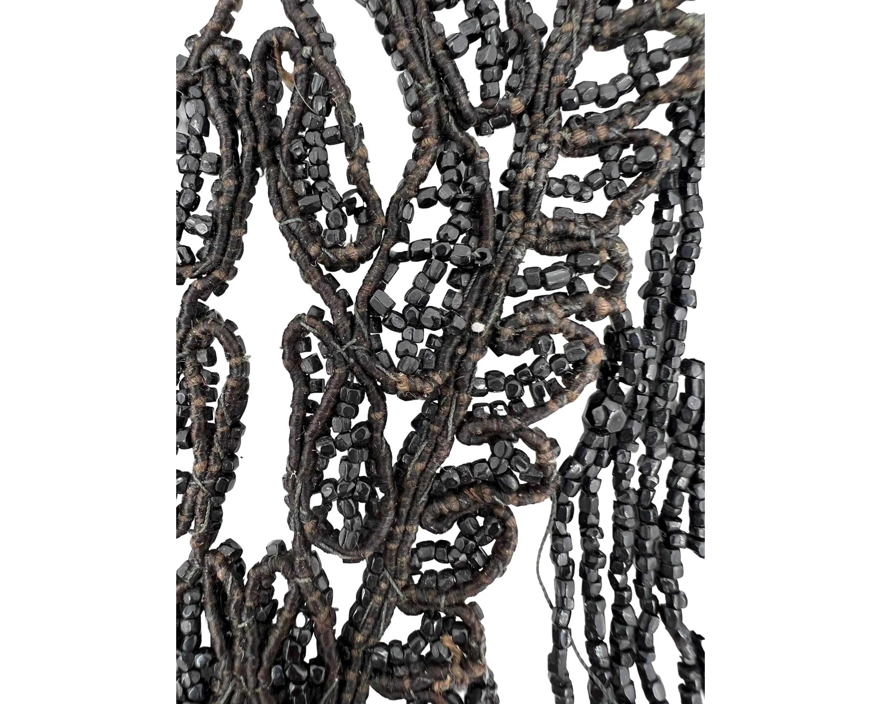 Authentic Antique Victorian Jet Bead Fringed Bib Necklace Jewelry