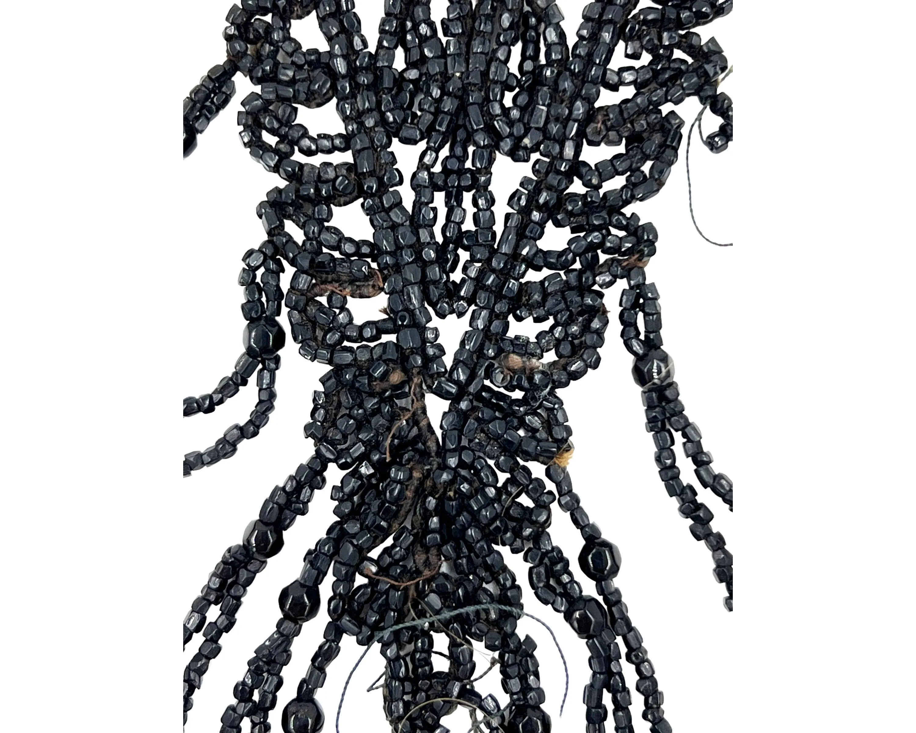 Authentic Antique Victorian Jet Bead Fringed Bib Necklace Jewelry