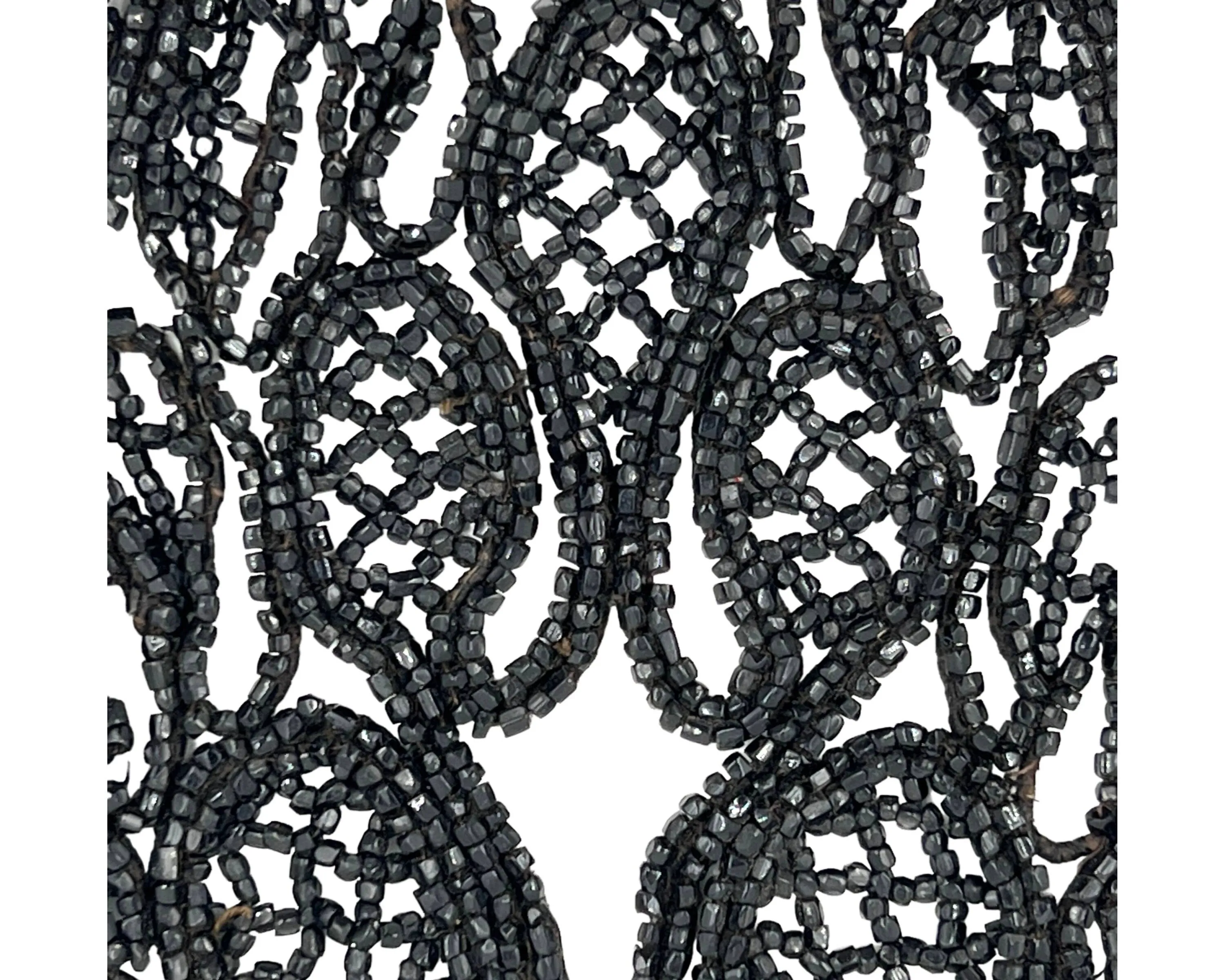 Authentic Antique Victorian Jet Bead Fringed Bib Necklace Jewelry