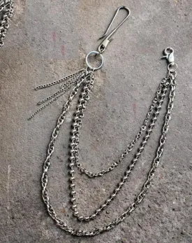 Badass Punk Triple Silver Tassel Mens Pants Chain Wallet Chain Long jeans chain jean chain For Men