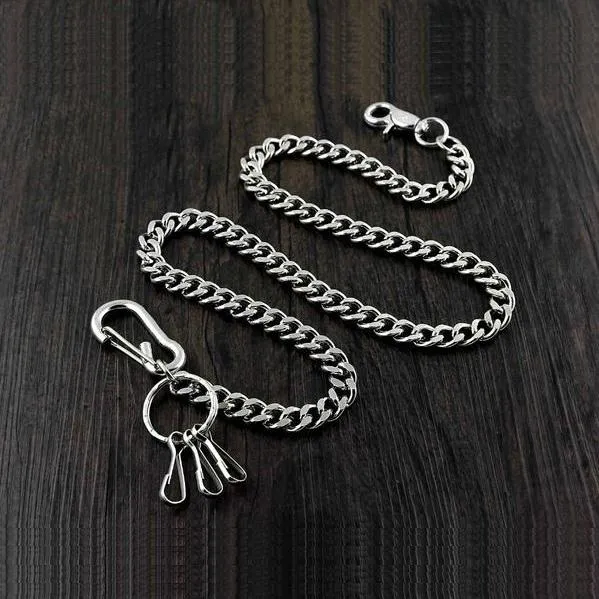 BADASS SILVER STAINLESS STEEL MENS Key Chain PANTS CHAIN WALLET CHAIN BIKER WALLET CHAIN FOR MEN