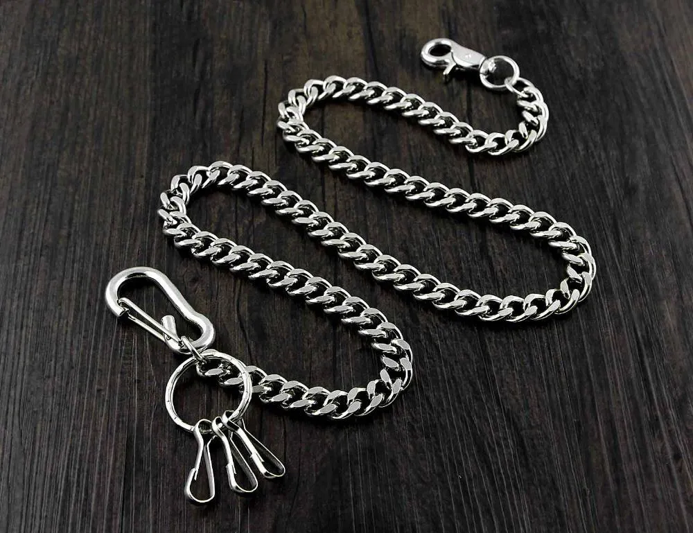 BADASS SILVER STAINLESS STEEL MENS Key Chain PANTS CHAIN WALLET CHAIN BIKER WALLET CHAIN FOR MEN