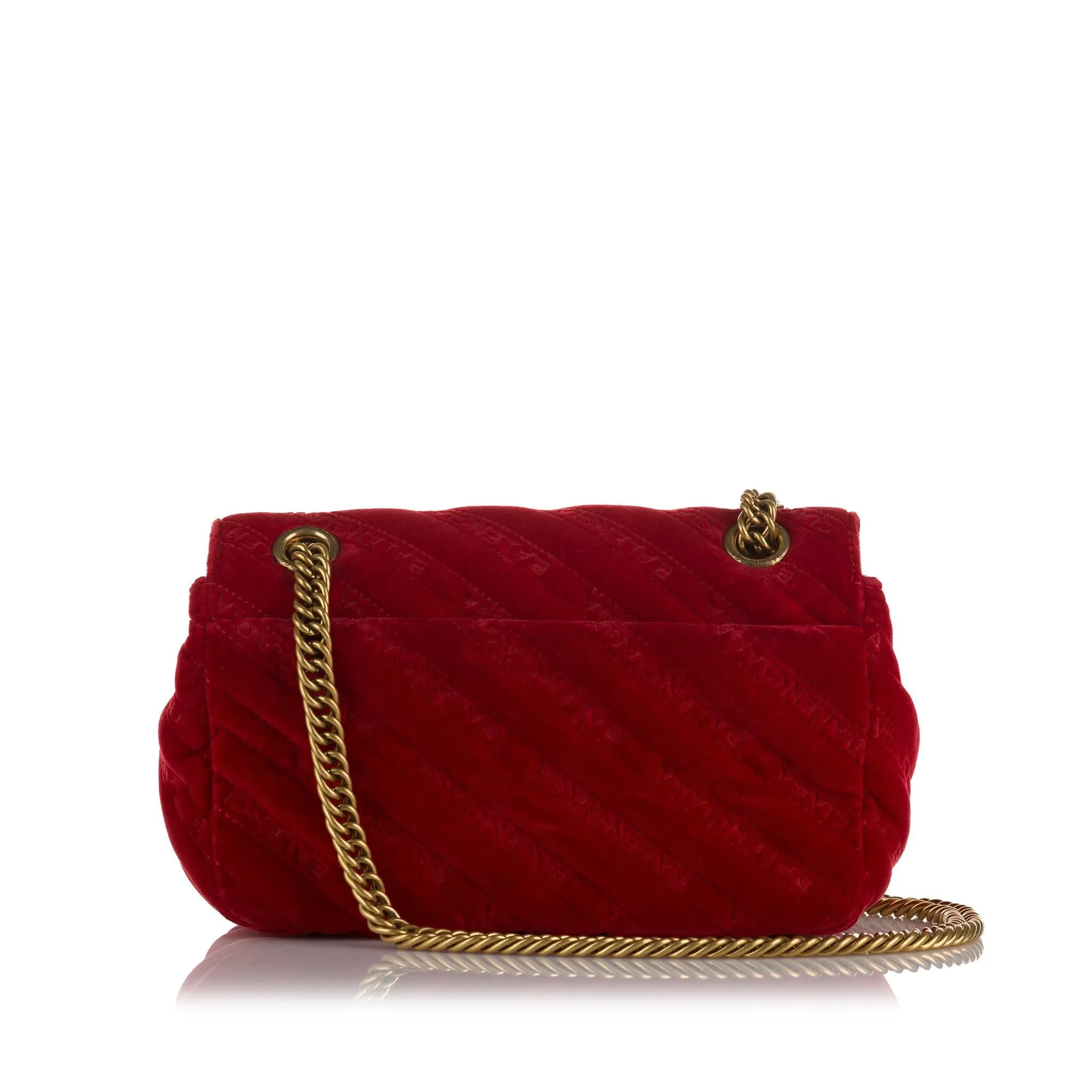Balenciaga BB Quilted Round Velvet Crossbody Bag S