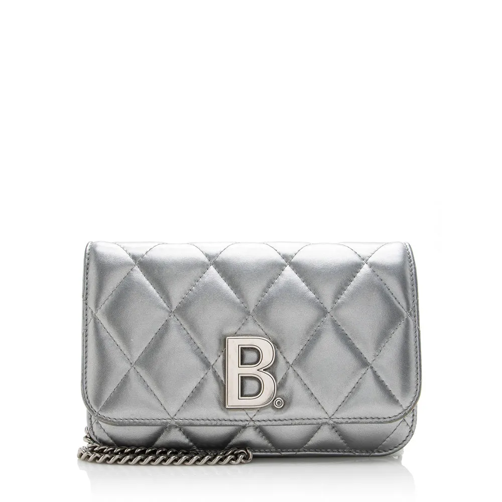 Balenciaga Quilted Metallic Leather B Dot Shoulder Bag