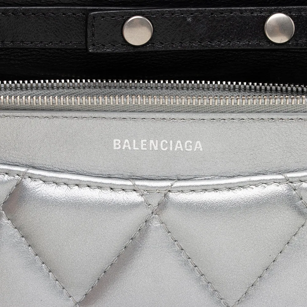 Balenciaga Quilted Metallic Leather B Dot Shoulder Bag