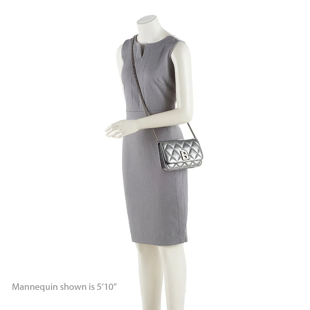 Balenciaga Quilted Metallic Leather B Dot Shoulder Bag