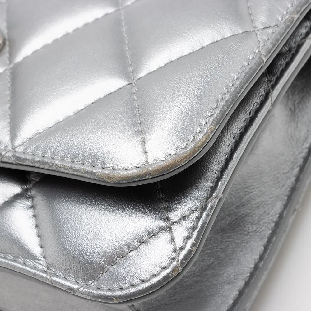 Balenciaga Quilted Metallic Leather B Dot Shoulder Bag
