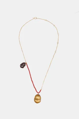 Bezel Beaded Chain Necklace