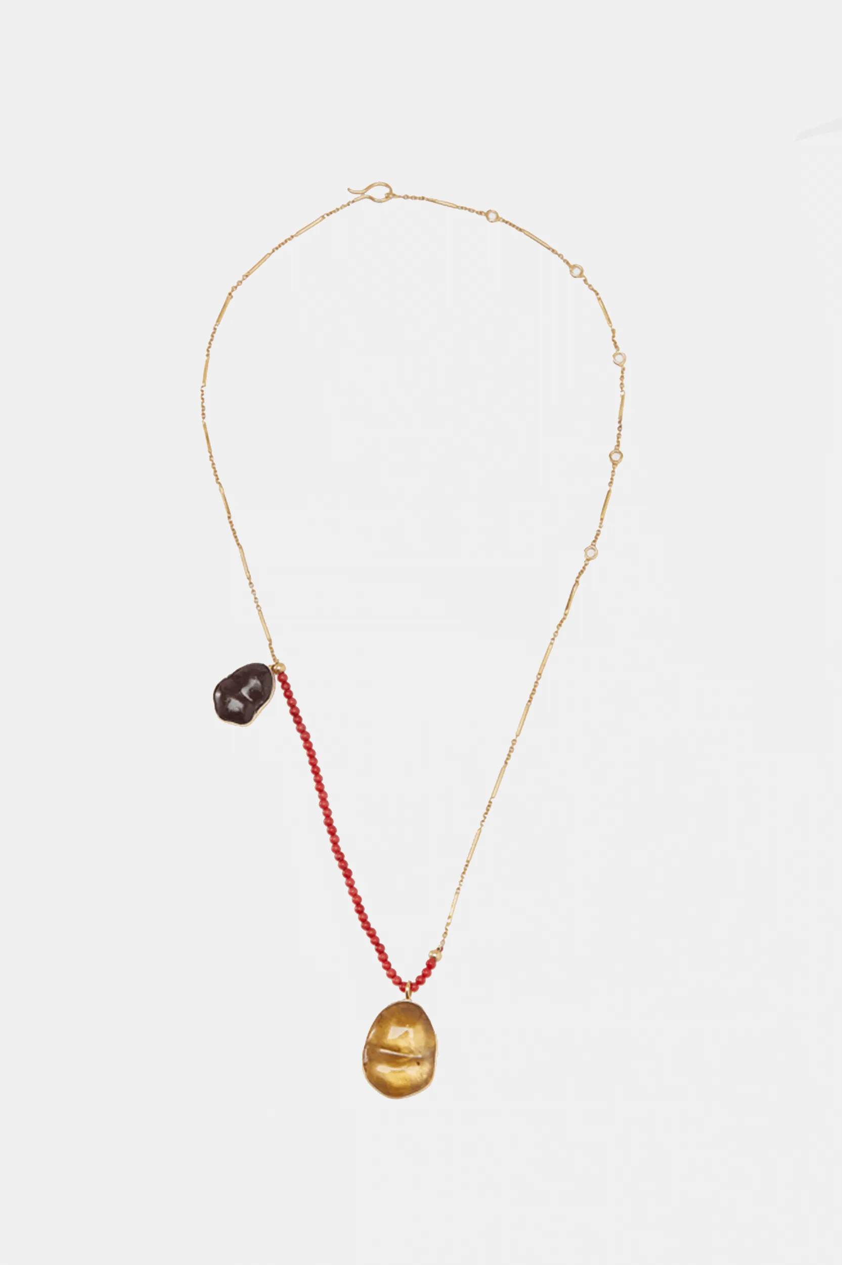 Bezel Beaded Chain Necklace